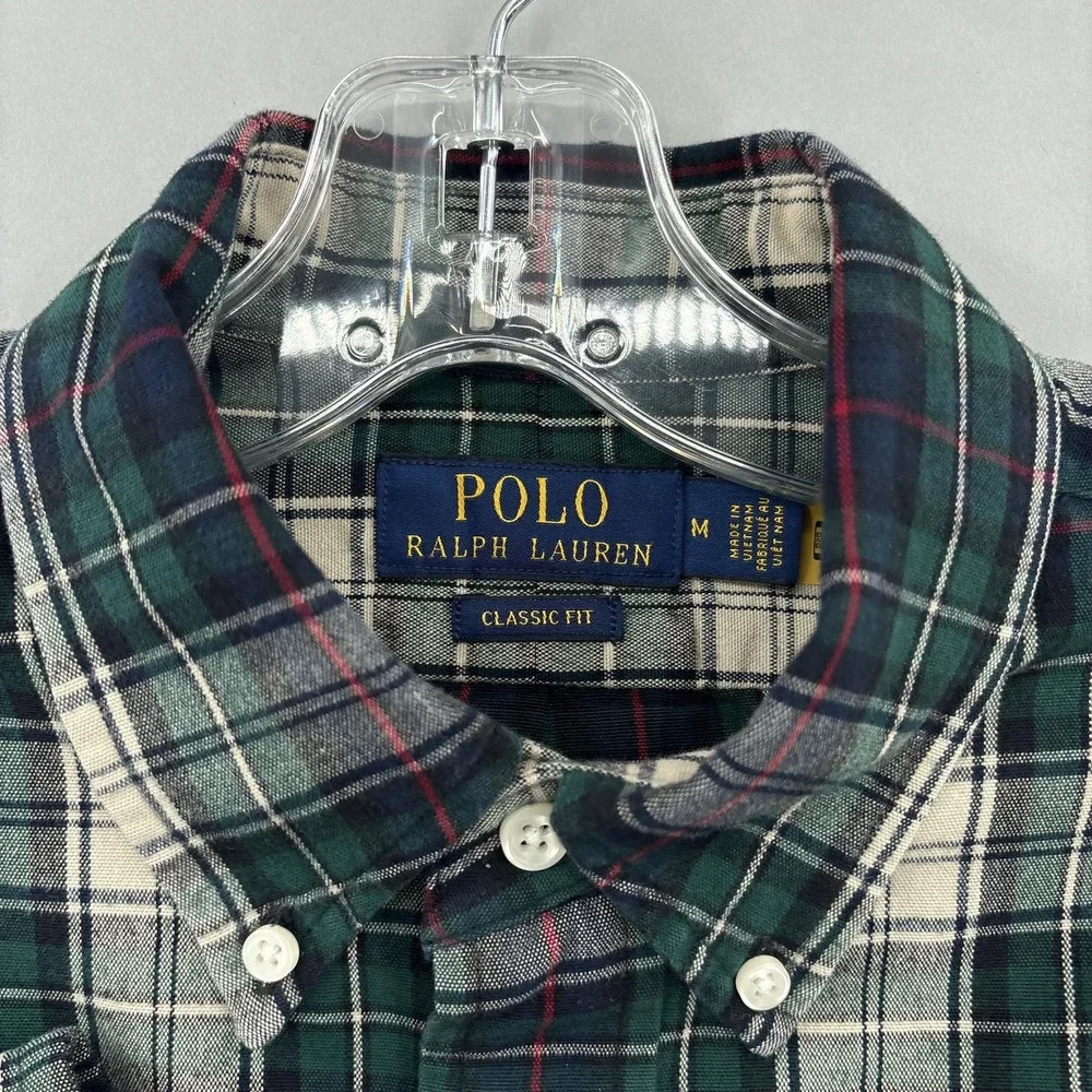 Polo Ralph Lauren Shirt Mens M Green Plaid Classic Fit Button Down Long Sleeve